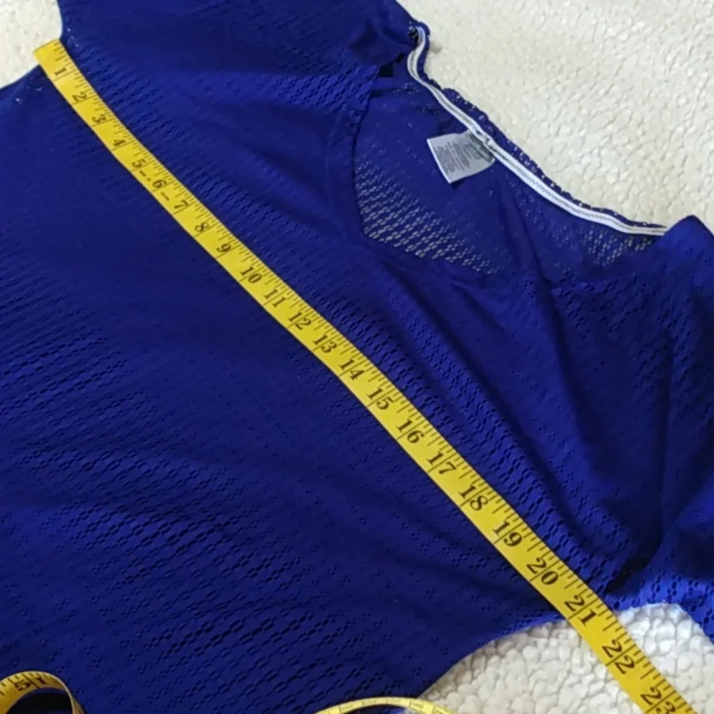 *O'Neill‎ Mesh Knit Swim Cover-Up Blue Women's XS/S V-Neck Half Sleeve